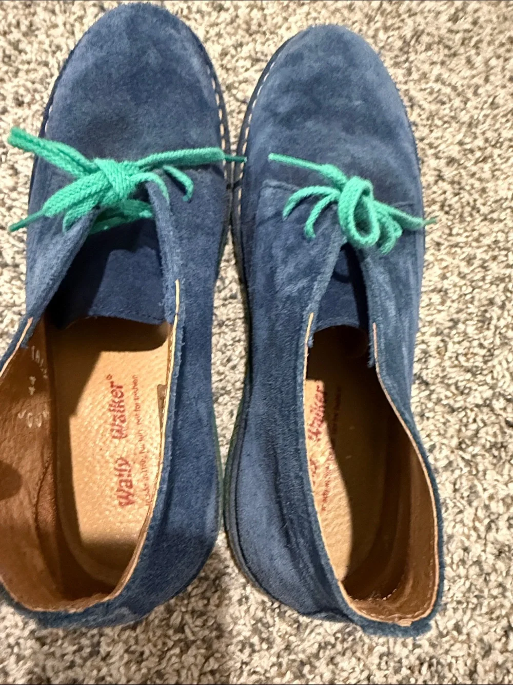 Wally Walker Chukka Boot blue suede with green laces and sole mens EU 44 /11